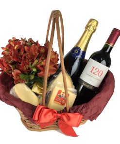 Cesta Delícias com Queijos e Vinhos